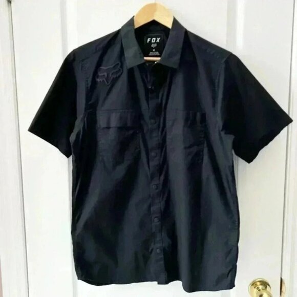 FOX Racing Redplate Flexair Workshirt Short Sleeves Snap Buttons Black Medium - Picture 4 of 16